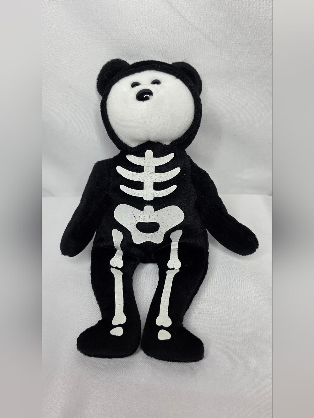 Ty Beanie Babies Skeleton Boneses Bear Black & White Plush 2009